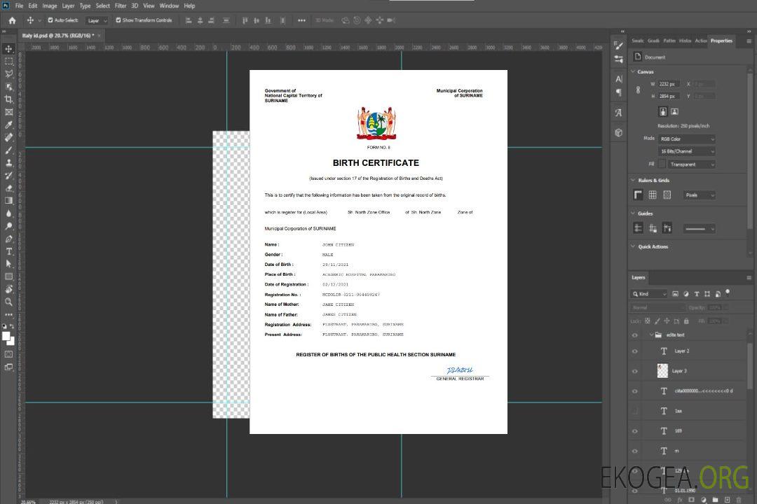 Modèle Word et PDF d'acte de naissance d'acte d'état civil du Suriname template Modèle Word et PDF d'acte de naissance d'acte d'état civil du Suriname template